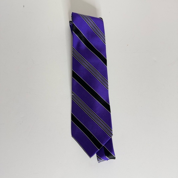 Ralph Lauren Elegant Purple and Black Striped Tie - Picture 1 of 4